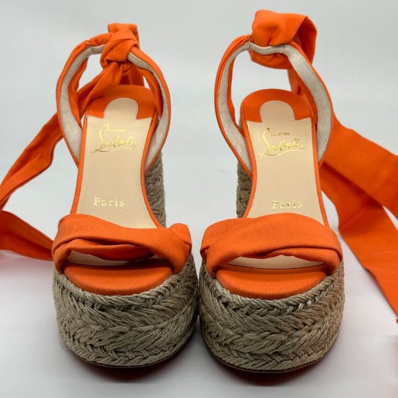 Christian Louboutin MARIZA DU DESERT Platform Heels Espadrille Sandal Shoes - Picture 7 of 14